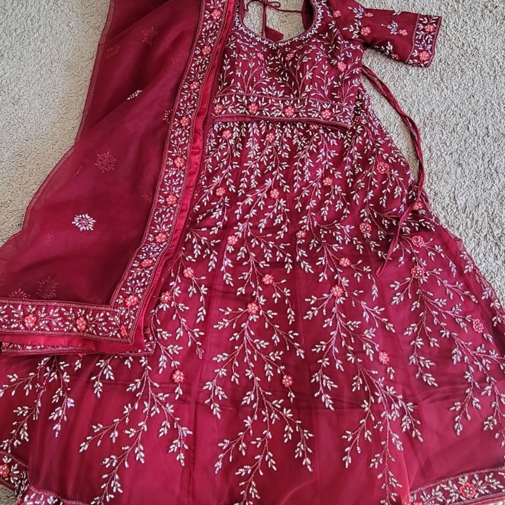 New Red Embellished Lehenga small